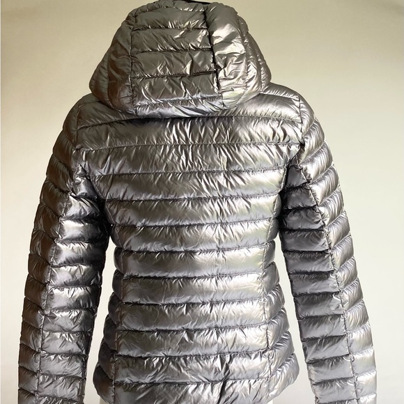 Coach Silver Grey Polyamide Duck Down Packable Hooded Puffer Jacket size S - Picture 8 of 14
